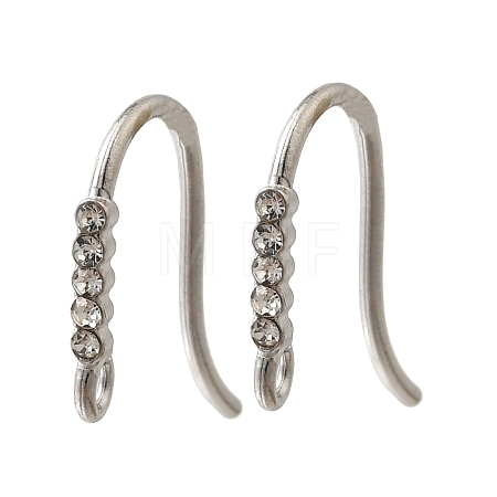 304 Stainless Steel Rhinestone Earring Hooks STAS-D310-01P-02-1