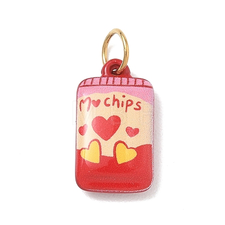 Valentine's Day 304 Stainless Steel Enamel Pendants SA-CBA08A6-07D-G-1