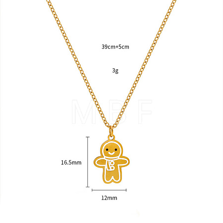 Christmas 304 Stainless Steel Enamel Pendant Necklaces FS-WGDAA96-08-1