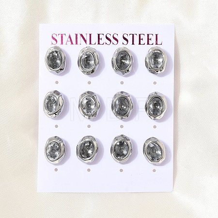 6 Pairs 304 Stainless Steel Pave Cubic Zirconia Stud Earrings SA-CBADCF0-04P-04-1
