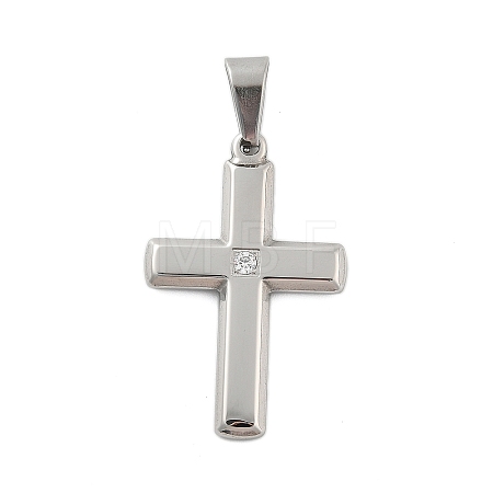 304 Stainless Steel Rhinestone Pendants STAS-G346-47B-P-1