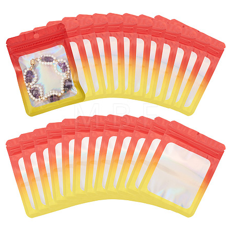 40Pcs Rectangle Glitter Holographic Plastic Resealable Packaging Bags ABAG-TA0001-97B-02-1