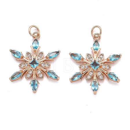 Brass Cubic Zirconia Pendants ZIRC-O044-02B-RG-1