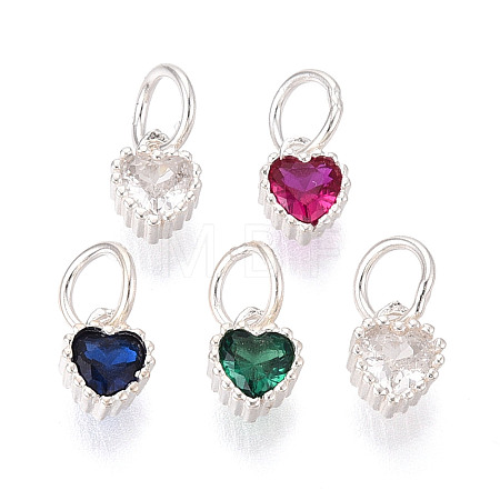 925 Sterling Silver Pave Cubic Zirconia Heart Charms STER-T009-17S-1