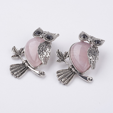 Natural Rose Quartz Pendants G-E442-01L-1
