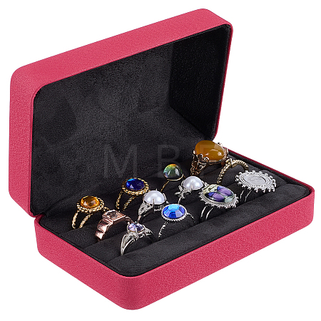 Rectangle PU Leather Ring Organizer Boxes CON-WH0089-240B-1