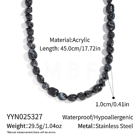 Vintage Black Acrylic Nuggets Beaded Necklaces for Women BF0589-1-1
