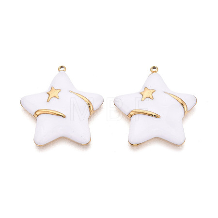 304 Stainless Steel & Enamel Pendants STAS-T073-61A-G-1