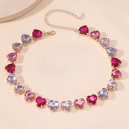 Alloy Colorful Rhinestone Cup Chain Necklaces for Women FS-WG72CA4-02-1