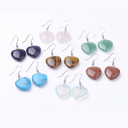 Natural & Synthetic Mixed Stone Dangle Earrings EJEW-E218-P-1