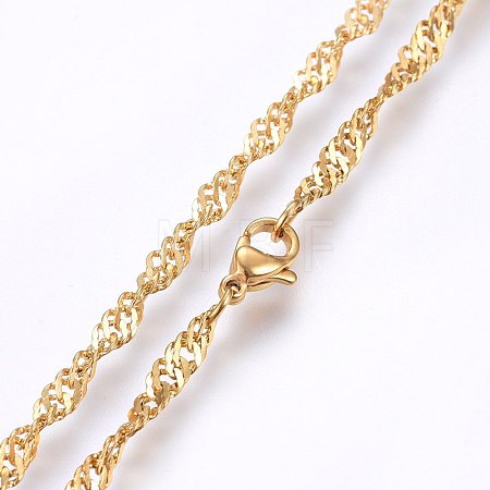 304 Stainless Steel Singapore Chain Necklaces MAK-L015-25G-1