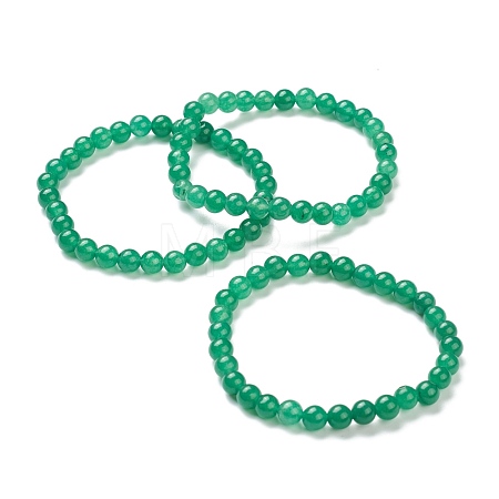 Natural Green Aventurine Beaded Stretch Bracelets BJEW-D446-B-34-1