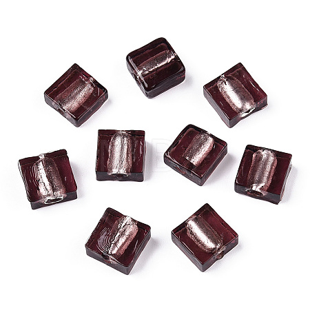Handmade Silver Foil Lampwork Beads FOIL-S006-12x12mm-05-1