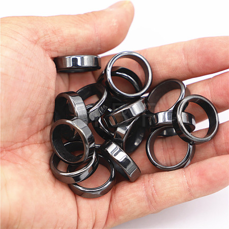 Non-Magnetic Synthetic Hematite Plain Band Ring FIND-PW0021-11G-1