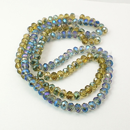 Electroplate Glass Faceted Rondelle Beads Strands EGLA-D020-8x5mm-M-1