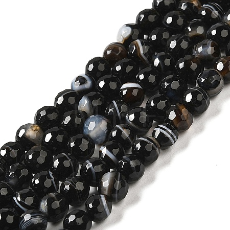 Natural Black Agate Beads Strands G-A246-8mm-04-1