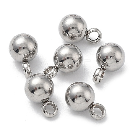 Non-Tarnish Round 304 Stainless Steel Charms with 201 Stainless Clasp STAS-N025-02-6mm-1