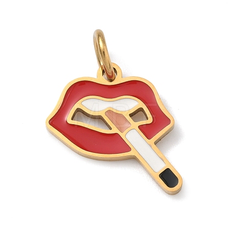 304 Stainless Steel Enamel Pendants STAS-Z189-09G-02-1