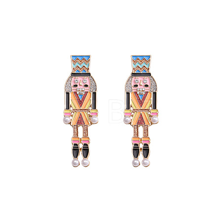 Cartoon Soldier Shape Alloy Enamel Stud Earrings FS-WGA682D-06-1