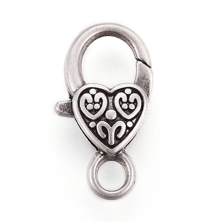 Tibetan Style Heart Lobster Claw Clasps LF014Y-TAS-NR-1