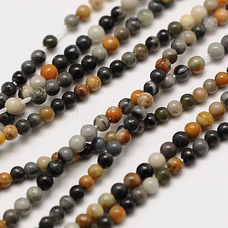 Natural Polychrome Jasper/Picasso Stone/Picasso Jasper Bead Strands G-A130-2mm-22-1