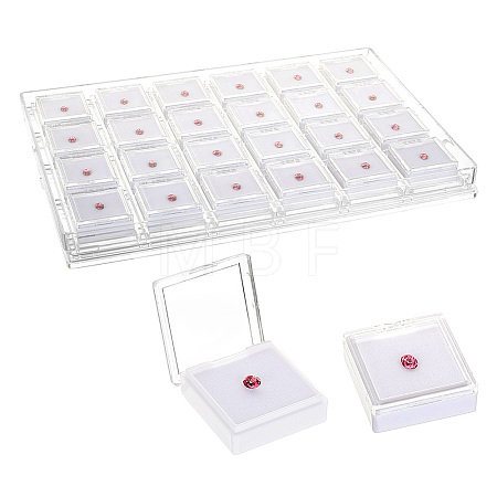 24-Grid Transparent Acrylic Loose Diamond Package Organizer Boxes CON-WH0085-207A-1