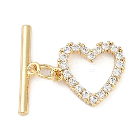 Brass Micro Pave Clear Cubic Zirconia Toggle Clasps KK-K391-07G-1