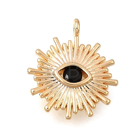 Brass Pave Black Cubic Zirconia Charms KK-CBA2395-02G-1