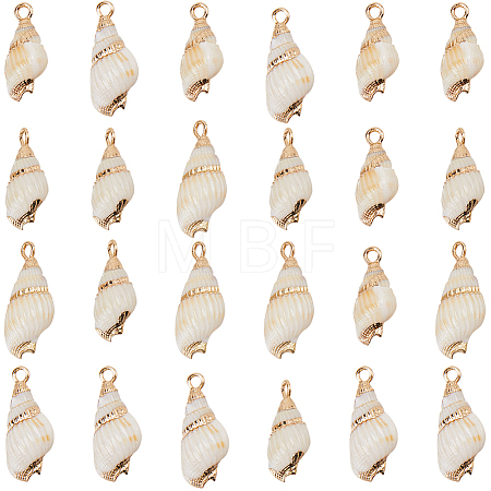 30Pcs Electroplated Spiral Shell Pendants SSHEL-SC0001-29B-1