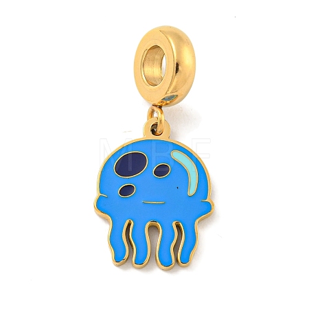 Ion Plating(IP) 304 Stainless Steel Enamel European Dangle Charms STAS-U005-33G-01-1