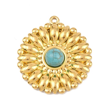 Bohemian Style 304 Stainless Steel with Synthetic Turquoise Pendants STAS-G381-02G-05-1