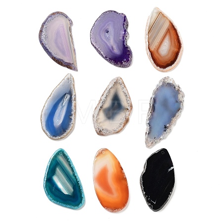 Natural Agate Slices Pendants G-G517-M24-1