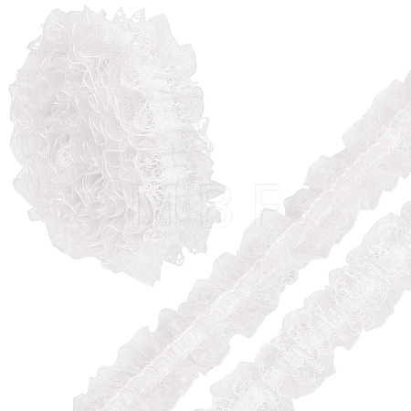10M Double Layer Polyester Flower Elastic Lace Trim OHAR-WR0001-02A-1