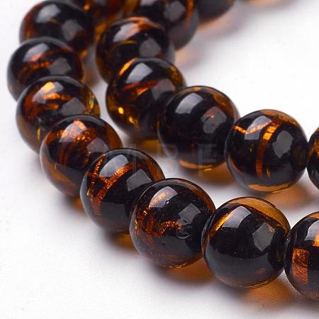 Handmade Silver Foil Lampwork Beads Strands FOIL-L016-C05-1