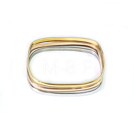 3Pcs Women's Simple Fashion Square PVD Vacuum Plating 201 Stainless Steel Stackable Bangles BJEW-O182-05M-1-1