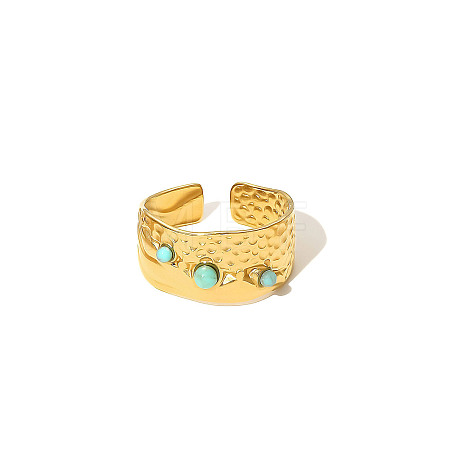 304 Stainless Steel & Turquoise Cuff Open Rings WG63E3D-02-1