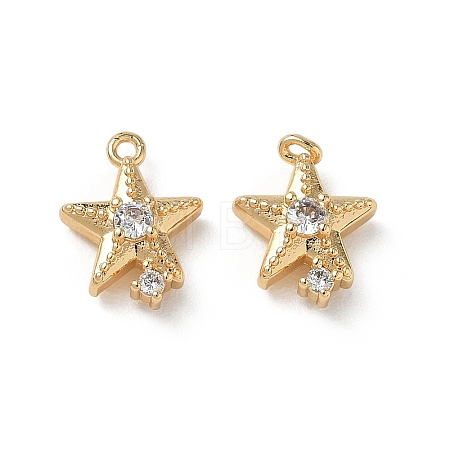 Brass Micro Pave Clear Cubic Zirconia Charms KK-P355-01F-G-1