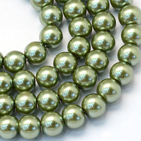 Baking Paint Pearlized Glass Pearl Round Bead Strands X-HY-Q003-4mm-49-1