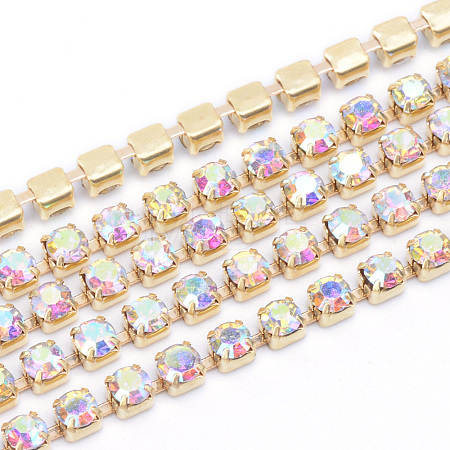 Brass Rhinestone Strass Chains CHC-T003-SS12-02C-1
