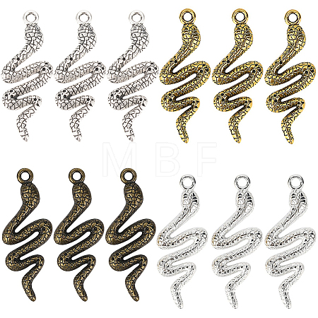 40Pcs 4 Colors Snake Alloy Pendants TIBEP-SC0001-82-1
