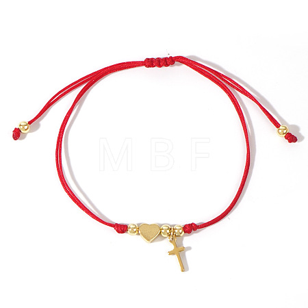 Heart & Cross Brass Charm Couple Bracelets JE3828-1-1