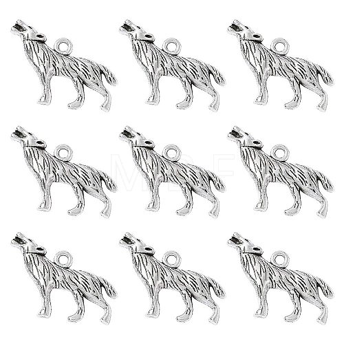 Tibetan Style Alloy Howling Wolf Pendants LF1753Y-NF-1