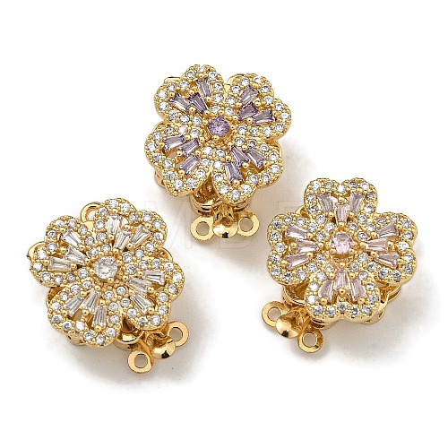 Brass Micro Pave Cubic Zirconia Box Clasps KK-U037-34G-1