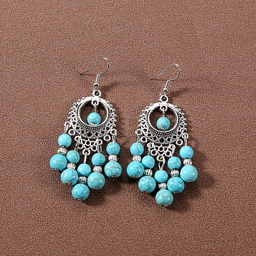 Bohemian tassel turquoise earrings JU8957-26-1