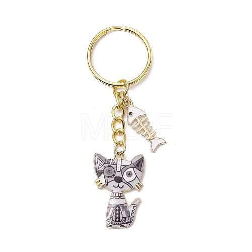 Alloy Enamel Cat Keychain KEYC-JKC01182-04-1