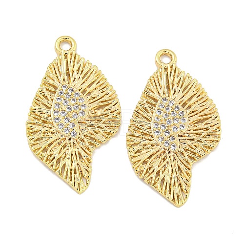 Brass Micro Pave Clear Cubic Zirconia Pendantsn KK-S386-29G-1