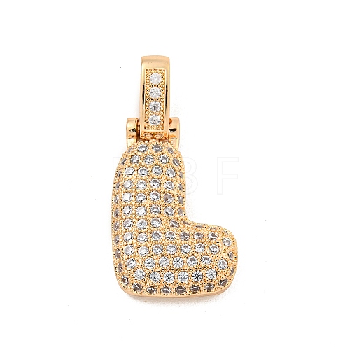 Brass Micro Pave Clear Cubic Zirconia Pendants KK-B099-01G-L-1