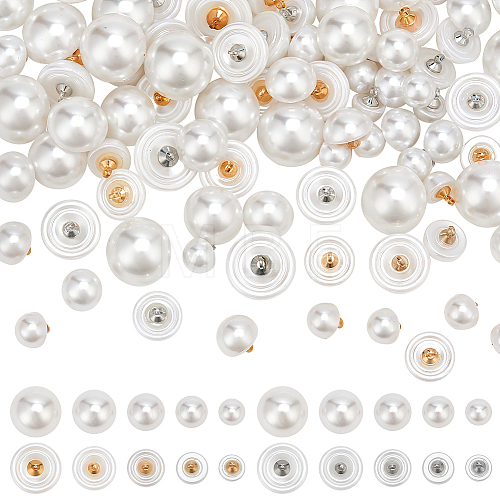 WADORN 100Pcs 10 Style Resin Imitation Pearl Shank Buttons BUTT-WR0001-13-1