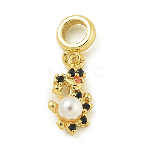 Rack Plating Brass & Cubic Zirconia & ABS Plastic Pearl European Pendants KK-Z067-61A-G-1