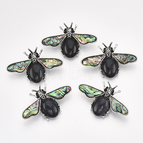 Synthetic Blue Goldstone Brooches/Pendants G-S353-08A-1